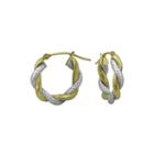 14k Two-tone Gold 17mm Twisted Hoop Earrings