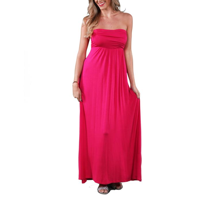 24/7 Comfort Apparel Strapless Maxi Dress