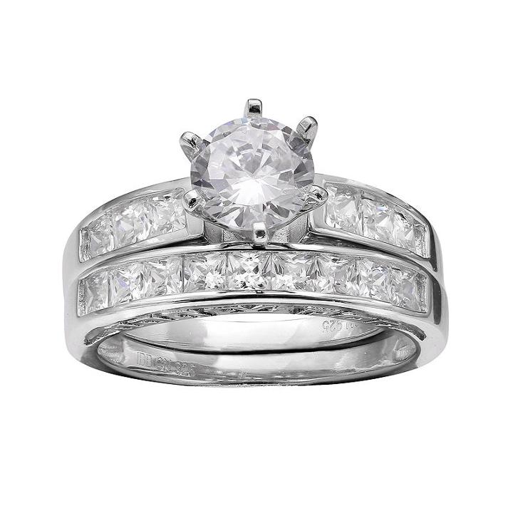 Silver Enchantment&trade; Cubic Zirconia Sterling Silver Bridal Ring Set
