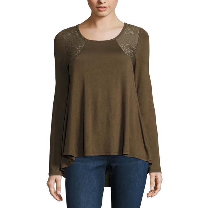 Buffalo Jeans 3/4 Sleeve Scoop Neck T-shirt-womens