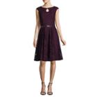 London Times Sleeveless Sundial Lace Fit & Flare