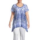 Short Sleeve Embellished Sharkbite Hem Tunic - Plus