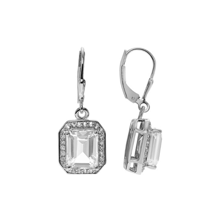 Lab-created Quartz And White Topaz Sterling Silver Dangle Earrings