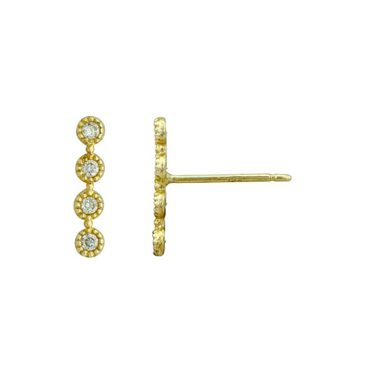 Petite Lux&trade; Cubic Zirconia 10k Yellow Gold Vertical Bezel-set Drop Earrings