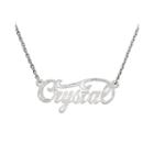 Personalized 14x37mm Satin Diamond-cut Name Necklace
