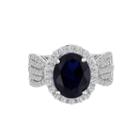 Womens Blue Sapphire Sterling Silver Cocktail Ring