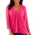 A.n.a 3/4-sleeve Smocked Shoulder V-neck Blouse