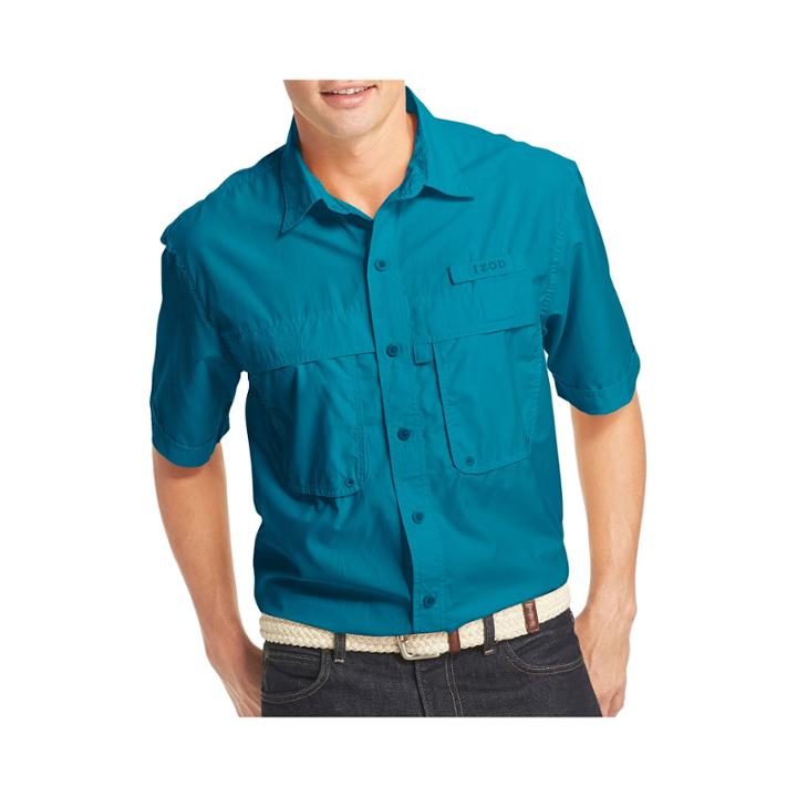 Izod Surfcaster Short-sleeve Woven Button-front Shirt