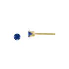 3mm Round Genuine Blue Sapphire 14k Yellow Gold Earrings