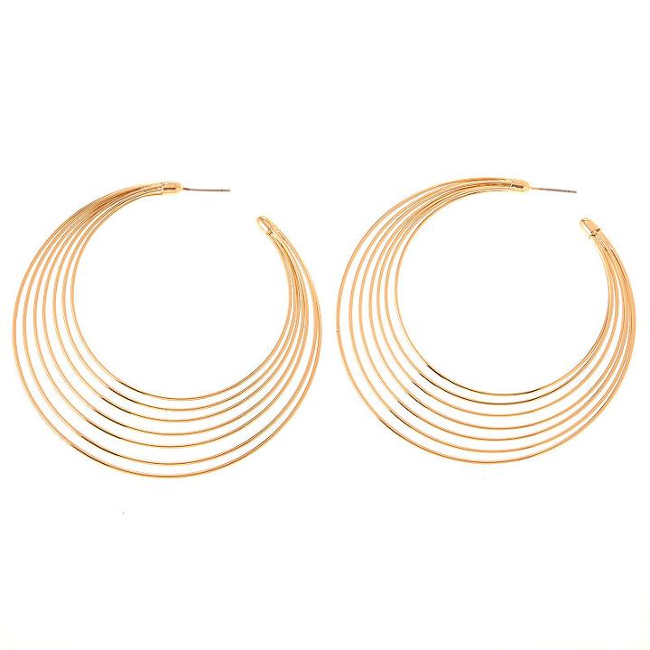 Natasha Accessories 2 1/2 Inch Hoop Earrings