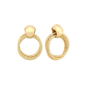 Monet Gold-tone Diamond-cut Doorknocker Earrings