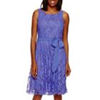 Danny & Nicole Sleeveless Lace Fit -and-flare Dress With Sash