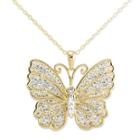 Crystal-accent 14k Yellow Gold Over Silver Butterfly Pendant Necklace
