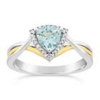 Womens 1/10 Ct. T.w. Genuine Aquamarine Blue 10k Gold Crossover Ring