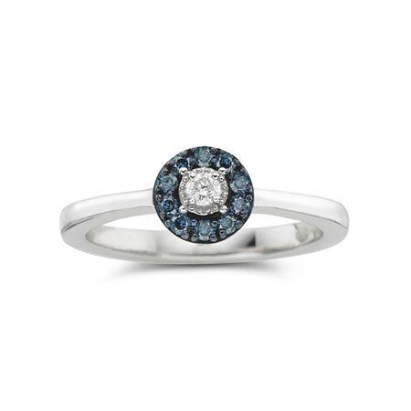 1/10 Ct. T.w. Blue & White Diamond Flower Promise Ring