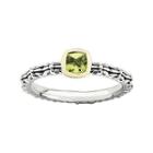Personally Stackable Genuine Peridot Oxidized Two-tone Stackable Ring