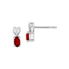 Oval Red Ruby Sterling Silver Stud Earrings
