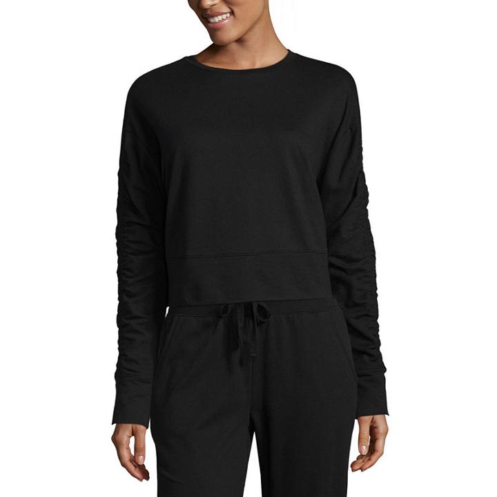 Flirtitude Ruched Sleeve Sweatshirt-juniors
