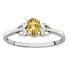 Womens Genuine Citrine Yellow Sterling Silver Delicate Ring