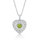 Womens Genuine Green Peridot Heart Pendant Necklace