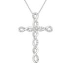Womens 1/5 Ct. T.w. Genuine White Diamond Sterling Silver Cross Pendant Necklace