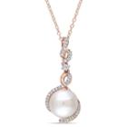 Womens 1/6 Ct. T.w. White Pearl 18k Gold Over Silver Pendant Necklace