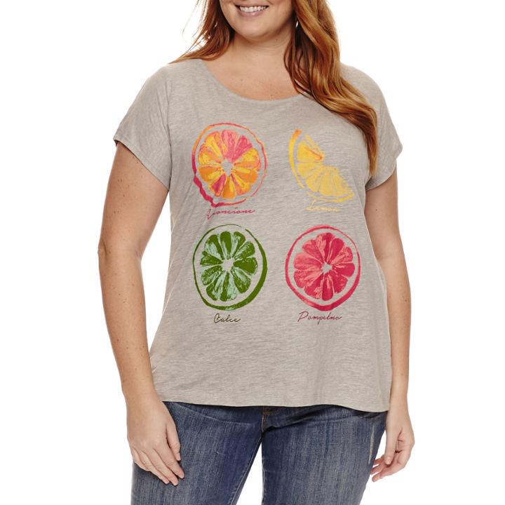St. John's Bay Short Sleeve Scoop Neck T-shirt-plus