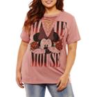 Short Sleeve V Neck Minnie Mouse Graphic T-shirt