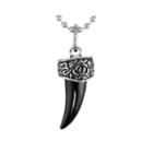Mens Black Stainless And Black Ip Steel Shark Tooth Pendant