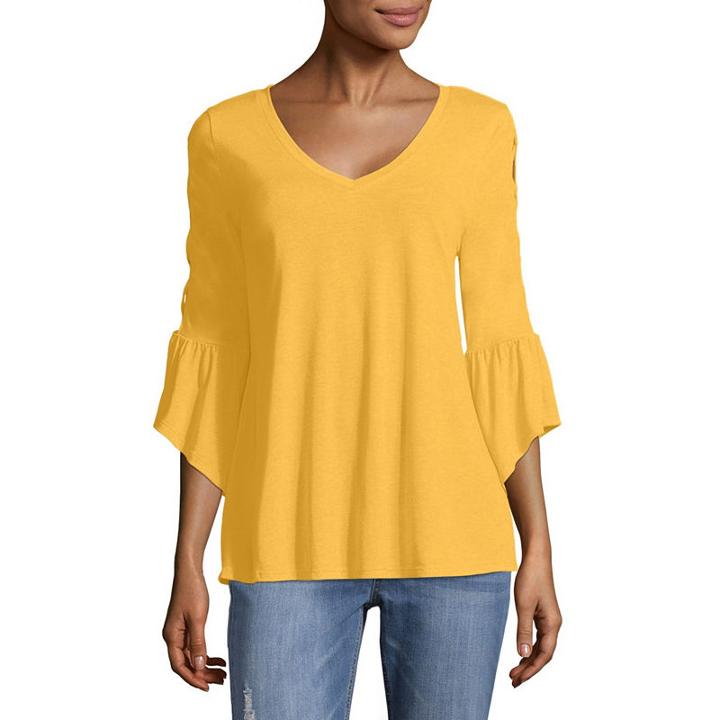 A.n.a 3/4 Sleeve V Neck Knit Blouse