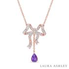 Laura Ashley Womens Genuine Purple Amethyst Bow Pendant