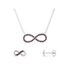 Simulated Ruby Sterling Silver 2-piece Necklace & Earrings Set