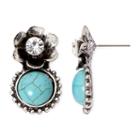 Aris By Treska Simulated Turquoise & Crystal Drop Earrings