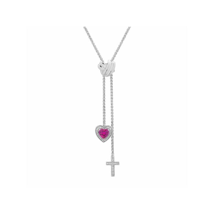 Womens 1/10 Ct. T.w. Red Ruby Sterling Silver Strand Necklace