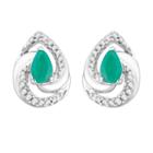 1/10 Ct. T.w. Genuine Green Emerald 10k White Gold 10.5mm Stud Earrings