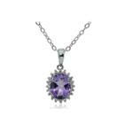 Womens Purple Amethyst Sterling Silver Pendant Necklace