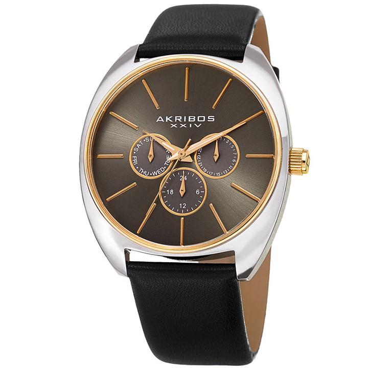Akribos Xxiv Mens Black Strap Watch-a-998bkg
