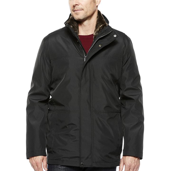 Claiborne Systems Car Coat With Faux Fur Lining