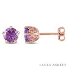 Laura Ashley Genuine Purple Amethyst 6.9mm Stud Earrings