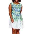 Danny & Nicole Sleeveless Floral Print Fit-and-flare Dress - Plus