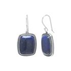 Dyed Blue Lapis Sterling Silver Rectangular Drop Earrings