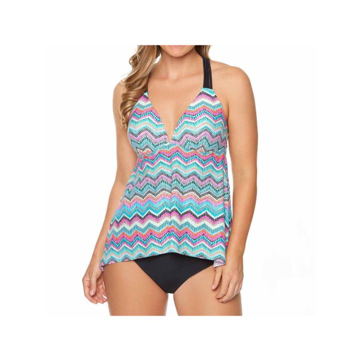 Aqua Couture Chevron Tankini Swimsuit Top