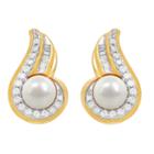 Genuine White Pearl 14k Gold Over Silver Drop Earrings