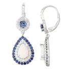 Lab-created Opal & Sapphire Silver Leverback Earrings