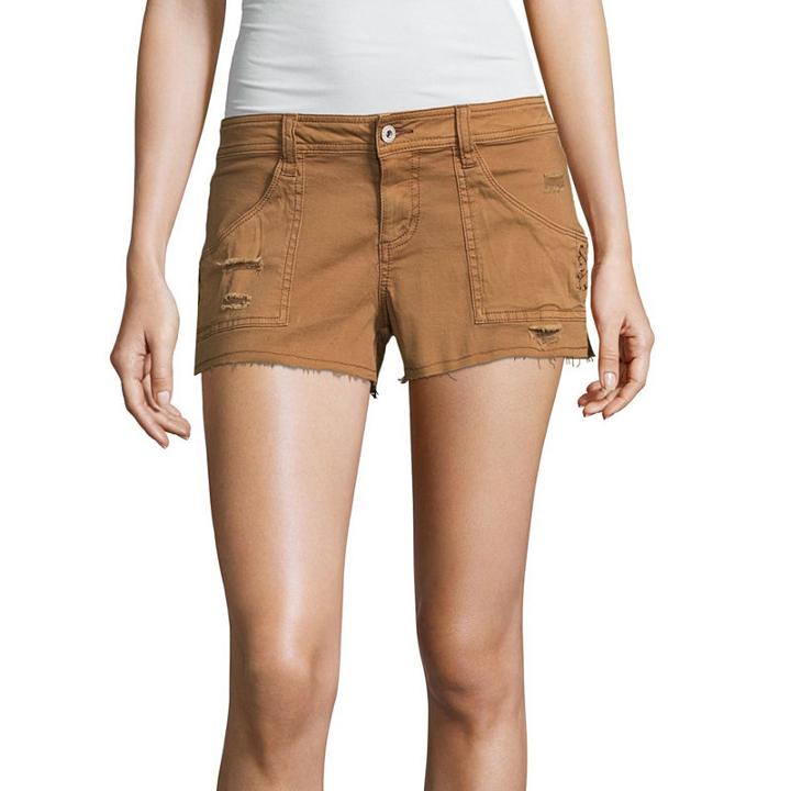 Arizona 2 1/2 Lace Up Denim Shorts-juniors