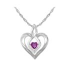 Love In Motion&trade; Genuine Amethyst & Diamond-accent Heart Sterling Silver Heart Pendant Necklace
