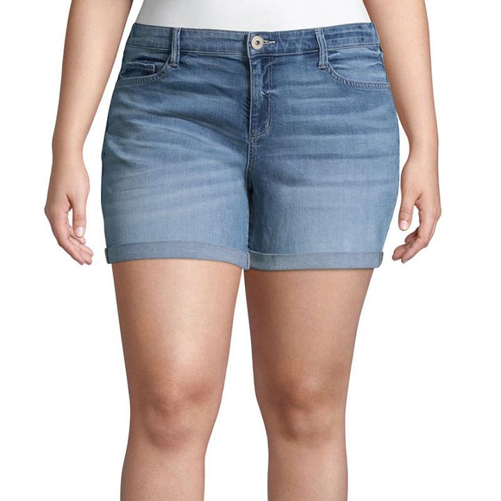 Arizona 4 1/2 Roll Cuff Midi Shorts-juniors Plus