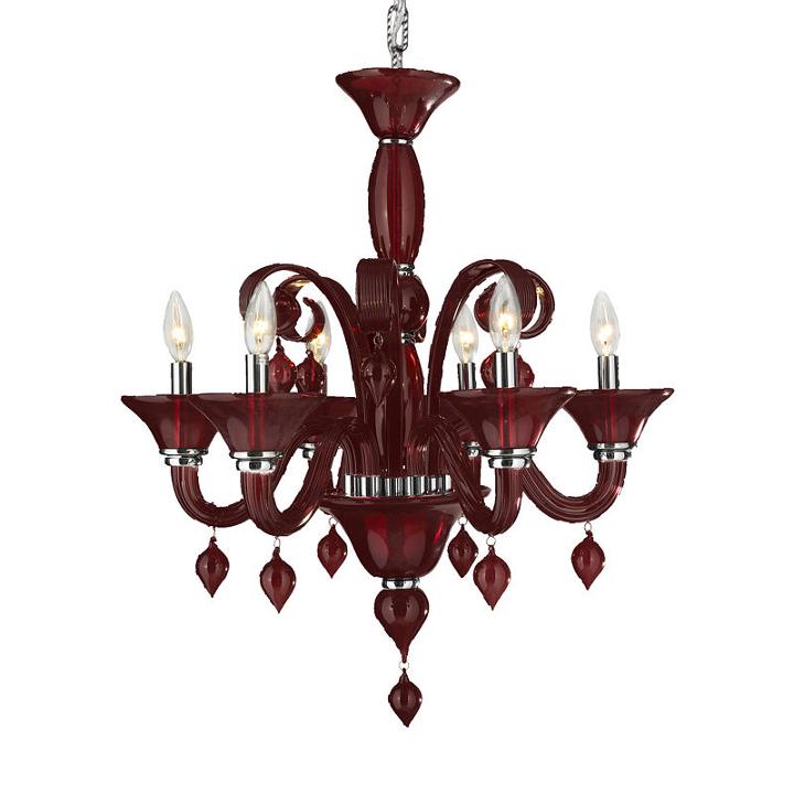 Murano Collection 6 Light Blown Glass Venetian Style Chandelier