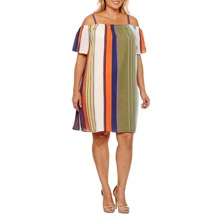 Luxology Short Sleeve Stripe Sheath Dress-plus