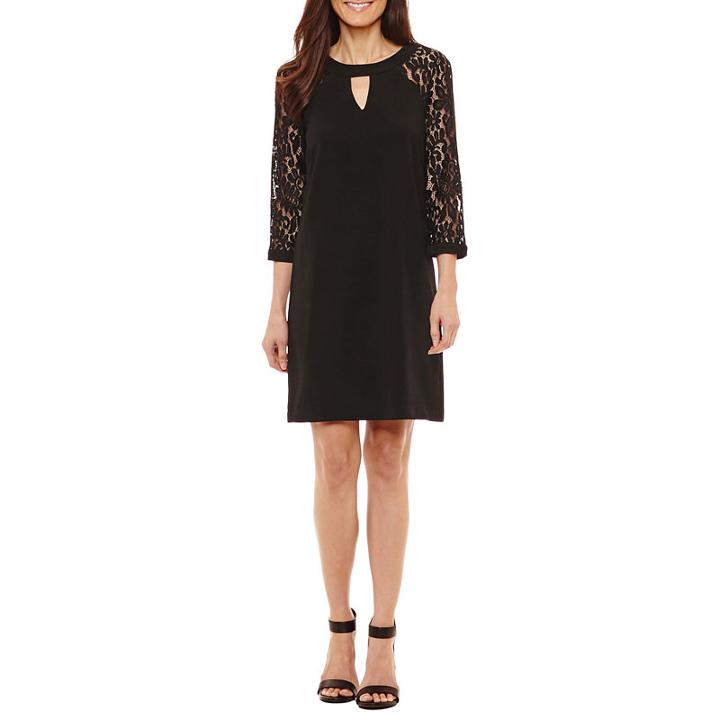 Studio 1 3/4 Sleeve Shift Dress-petite